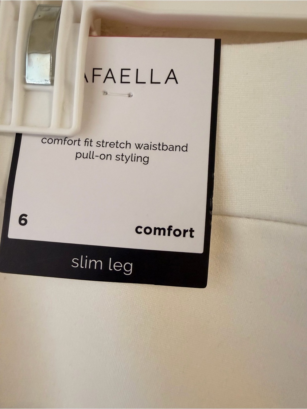 Rafaella Cream Straight-Leg Pull-On Pants - Picture 3 of 4